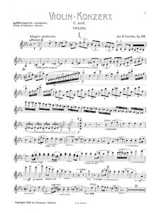 Partition de violon, violon Concerto No.1, C minor, Foerster, Josef Bohuslav