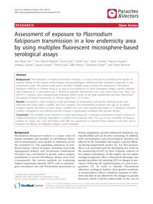 Assessment of exposure to Plasmodium falciparumtransmission in a low endemicity area by using multiplex fluorescent microsphere-based serological assays