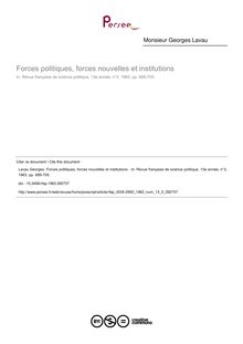 Forces politiques, forces nouvelles et institutions  - article ; n°3 ; vol.13, pg 689-705