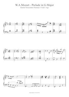 Partition Prelude en G major, K.15g, pour London Sketchbook, Various
