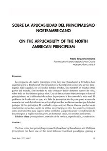 Sobre la Aplicabilidad del Principialismo Norteamericano (On the Applicability of the North American Principlism)