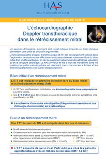 Echocardiographie doppler transthoracique  principales indications et conditions de réalisation - ETT dans le rétrécissement mitral - fiche BUTS 2012