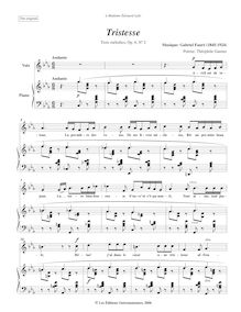Partition No.2 - Tristesse (Original key, C minor), 3 chansons, Op. 6