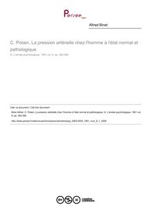 C. Potain, La pression artérielle chez l homme à l état normal et pathologique - compte-rendu ; n°1 ; vol.8, pg 392-395