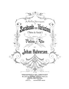 Score, Sarabande con variazioni, Thême de Händel, F major, Halvorsen, Johan