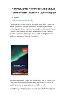 NorwayLights; New Mobile App Shows You to the Best Northern Lights Display