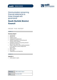 [PDF document] South Norfolk Council Audit 2002 03