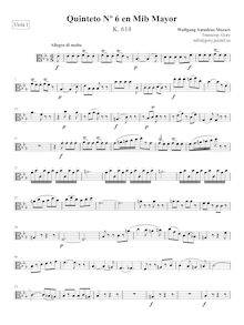 Partition viole de gambe I, corde quintette No.6, E♭ major, Mozart, Wolfgang Amadeus par Wolfgang Amadeus Mozart