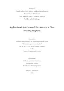 Application of near infrared spectroscopy in plant breeding programs [Elektronische Ressource] / presented by Juan Manuel Montes