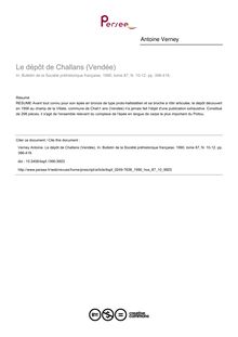 Le dépôt de Challans (Vendée) - article ; n°10 ; vol.87, pg 396-418