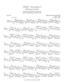 Partition pédale-Exercitium 4 (Étude pour la pédale), violoncelle  No.4