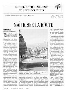 "MAÎTRISER LA ROUTE A ESTREE CAUCHY" PAR LE JOURNAL "LA CROIX"