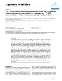 The reproducibility of measurements of intramuscular magnesium concentrations and muscle oxidative capacity using 31P MRS
