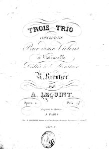 Partition violon 1, 3 Trio Concertans Pour deux Violons et Violoncelle