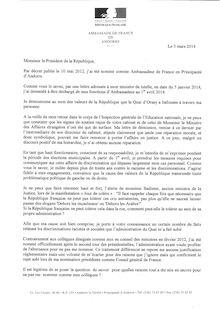 La lettre de démission de Zair Kédadouche