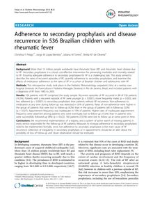 Adherence to secondary prophylaxis and disease recurrence in 536 Brazilian children with rheumatic fever