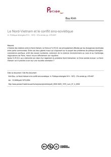 Le Nord-Vietnam et le conflit sino-soviétique - article ; n°4 ; vol.37, pg 479-497