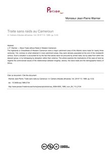 Traite sans raids au Cameroun - article ; n°113 ; vol.29, pg 5-32
