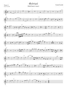 Partition ténor viole de gambe 2, octave aigu clef, Dolci baci e soavi