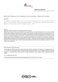 Marché intérieur et mutations structurelles. Rôle de l acteur public - article ; n°3 ; vol.9, pg 63-82