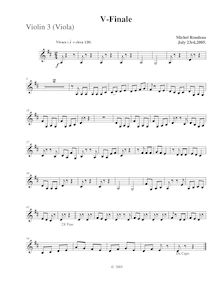 Partition violon 3 (viole de gambe),  No.4 en D major, D major, Rondeau, Michel