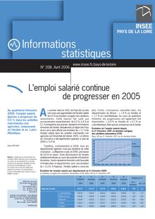 L emploi salarié continue de progresser en 2005