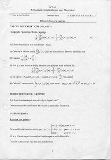 UTBM 1999 mt41 techniques mathematiques pour l ingenieur genie mecanique et conception semestre 2 final