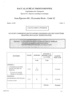 Economie - Droit 2006 Bac Pro - Exploitation des transports