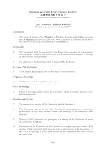 Terms of Reference - Audit Committee  Adopted on 17.04.2009 