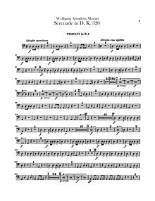 Partition timbales, Serenade, Serenade No.9 ; Posthorn Serenade