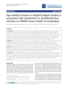 Age-related increase in amyloid plaque burden is associated with impairment in conditioned fear memory in CRND8 mouse model of amyloidosis