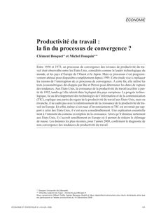 Productivité du travail : la fin du processus de convergence ? - article ; n°1 ; vol.419, pg 125-142