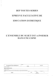 Education esthétique 2005 BEP - Carrières sanitaires et sociales