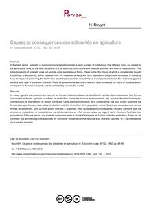 Causes et conséquences des solidarités en agriculture - article ; n°1 ; vol.152, pg 44-48