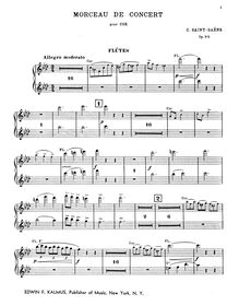 Partition flûte 1/2, Morceau de Concert, Op.94, Saint-Saëns, Camille