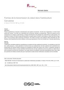 Formes de la transmission du statut dans l ostréiculture Cancalaise - article ; n°1 ; vol.133, pg 211-218
