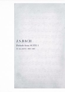 Partition Prelude, violoncelle  No.1, G major, Bach, Johann Sebastian