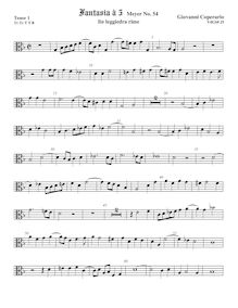 Partition ténor viole de gambe 1, alto clef, Fantasia pour 5 violes de gambe, RC 48