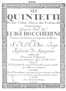 Partition violon 1, 6 corde quintettes, G.265-270, Boccherini, Luigi