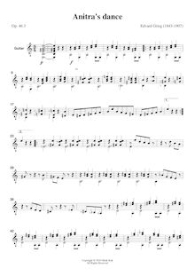 Partition guitare , partie, Peer Gynt  No.1, Op.46, Grieg, Edvard
