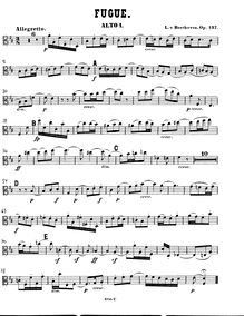 Partition viole de gambe 1, Fugue pour corde quintette, D major par Ludwig van Beethoven