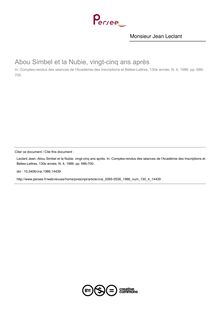 Abou Simbel et la Nubie, vingt-cinq ans après - article ; n°4 ; vol.130, pg 686-700