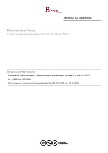 Position d un Arabe - article ; n°4 ; vol.16, pg 769-773