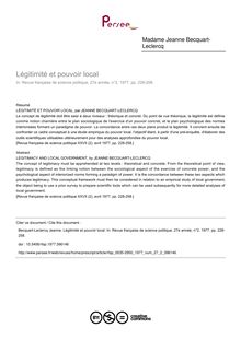 Légitimité et pouvoir local - article ; n°2 ; vol.27, pg 228-258
