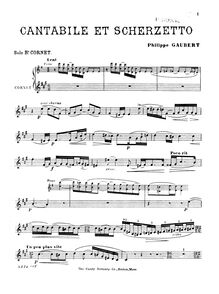 Partition Cornet , partie (B♭), Cantabile et scherzetto, Gaubert, Philippe