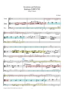 Partition , partie 2: ténor viole de gambe, 15 symphonies, Three-part inventions