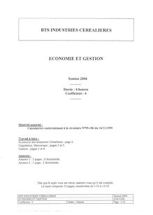 Economie et gestion 2004 BTS Industries céréalières