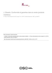 J. Ghestin, Conformité et garanties dans la vente (produits mobiliers)  - note biblio ; n°4 ; vol.35, pg 868-1231