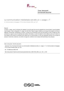 La communication médiatisée est-elle un « usage » ? - article ; n°1 ; vol.132, pg 5-27
