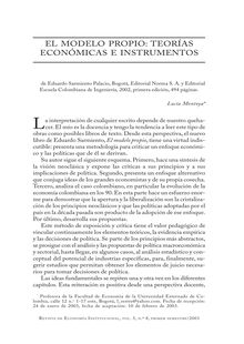 El modelo propio: teorías económicas e instrumentos (The Proper Model: Economic Theories and Instruments)